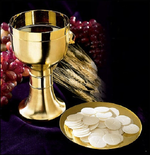 chalice and paten on altar