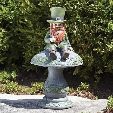 Leprechaun Sitting On Mushroom Large 16.5 Solar Figure