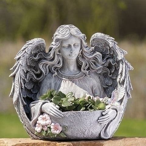 Angel Planter With Hummingbird