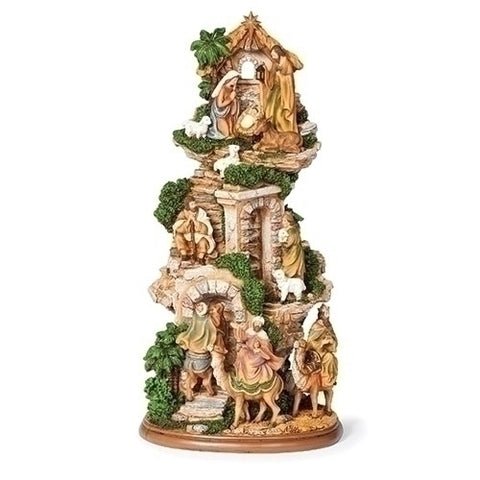 Christmas Nativity Scene With Stairs  Large 17 Inch