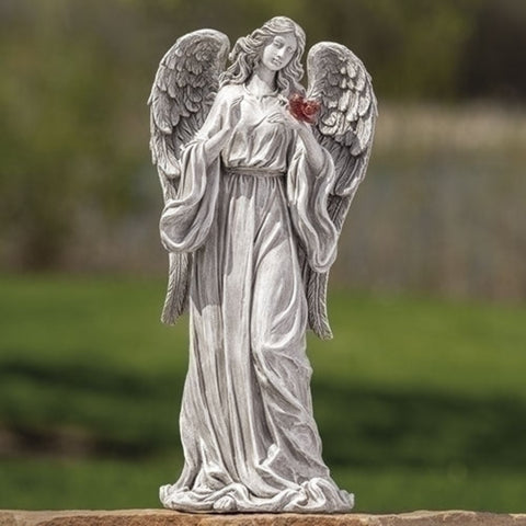 Sitting Angel With Cardinal Memorial Garden Statue