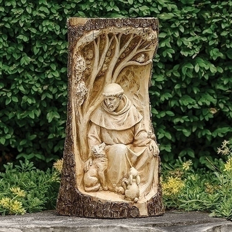 Saint Francis With Animals Wood Carved Look Statue Garden or Home