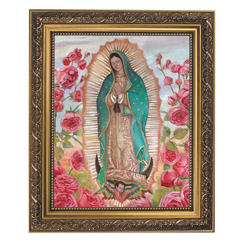 Our Lady Of Guadalupe Roses Print in Ornate Frame