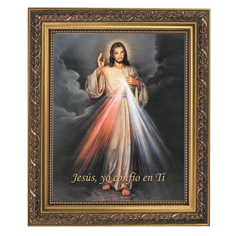 The Divine Of Jesus Spanish Print In Ornate Gold Frame With Glass