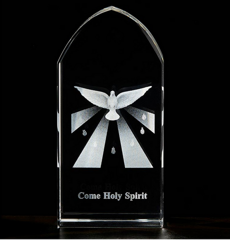 Come Holy Spirit Confirmation Etched Glass Stand