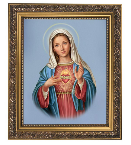 Immaculate Heart Of Mary Print In Ornate Frame