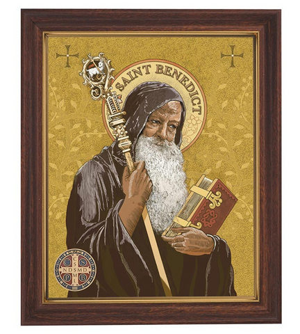 Saint Benedict Print In Wood Tone Frame