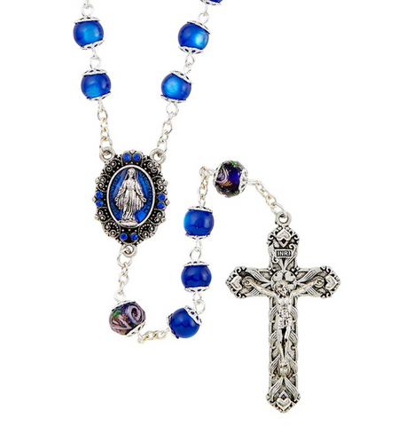 Paola Carola Miraculous Rosary Sapphire Color Beads