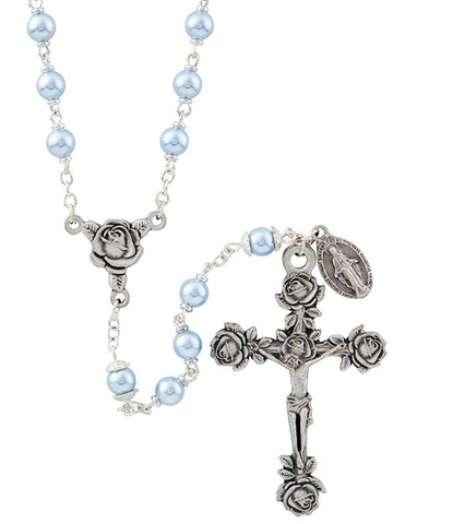 Swarovski Rose Rosary - Light Blue