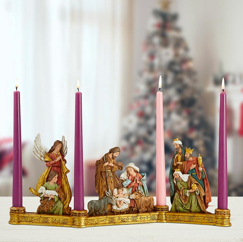 Holy Family Nativity Candle Holder Christmas Decor