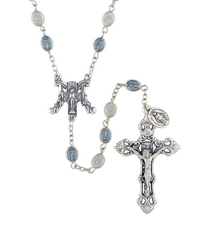 Miraculous Medals Rosary With Special Blue Prayer Beads