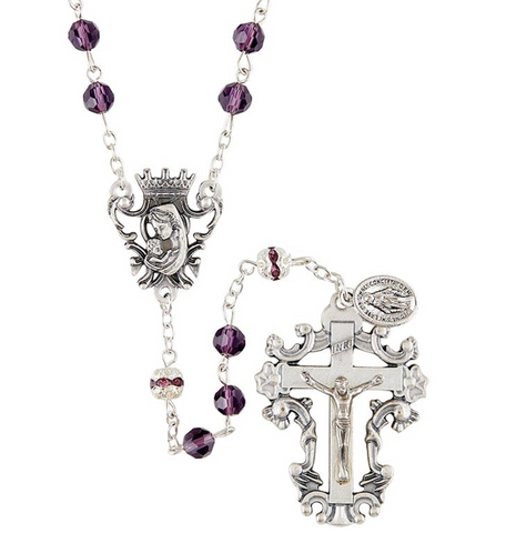 Amethyst Diamond-Cut Crystal Rosary