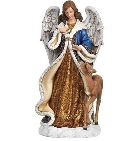 Angel With Deer Winter Christmas Figure