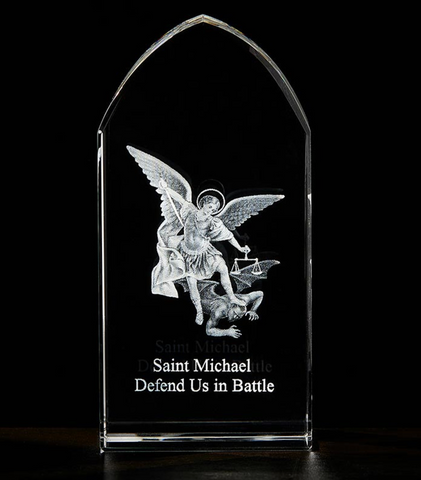 Saint Michael Defend Us In Battle Etched Glass