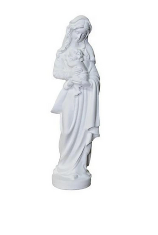 Madonna & Child Statue In Elegant White 6.26 inch Tall