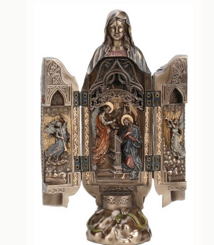 Our Lady of Grace Triptych  Statue Reveals The Scene of the Annunciation