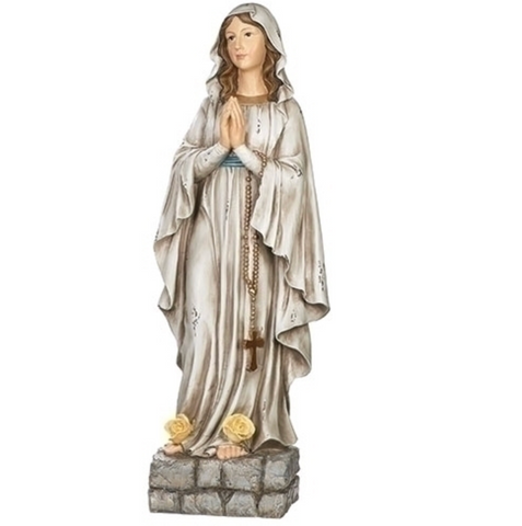 Our Lady of Lourdes Antiqued Statue 32 Inch Tall