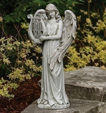 Angel With Lyre Garden Statue