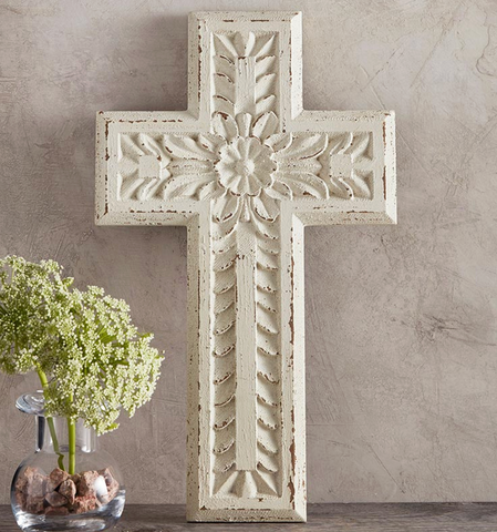 Vintage Style Wooden Carved Wall Cross