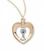 Gold Over Sterling Silver Heart Pendant With Chalice On Chain