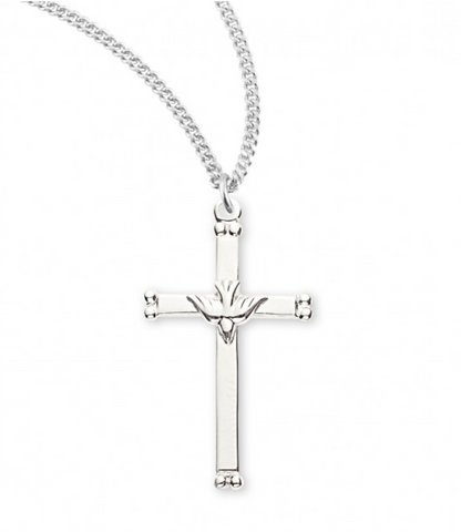 Holy Spirit Dove Sterling Silver Cross On Chain Confirmation Gift