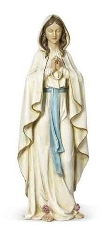 Our Lady of Lourdes Praying With Roses Statue 14" Tall