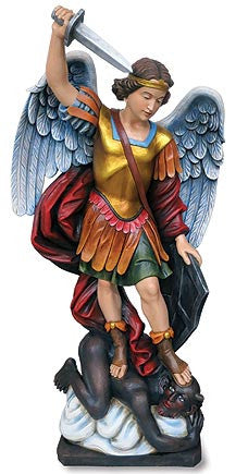 Saint Michael the Protector Church Statue - Val Gardena Church Statue   49 1/4" Tall