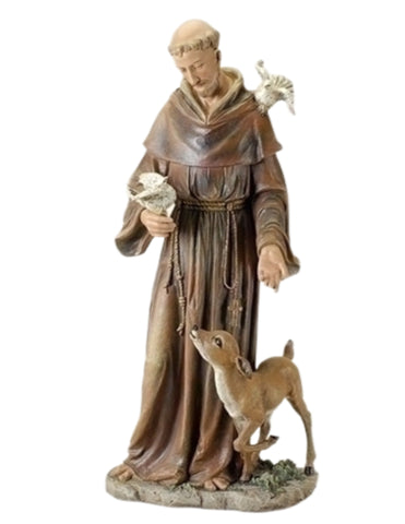 Saint Francis With Deer And Bird Large 36.5" Tall