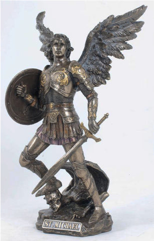 Saint Michael Fighting Satan Bronze Style Statue  Veronese Collection