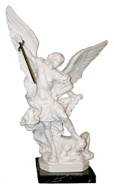 Saint Michael Alabaster Figurine On Marble Base From Italy EXQUISITE I ...