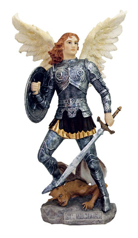 Archangel Saint Michael Figure With Sword And Shield Hand Painted Full Color