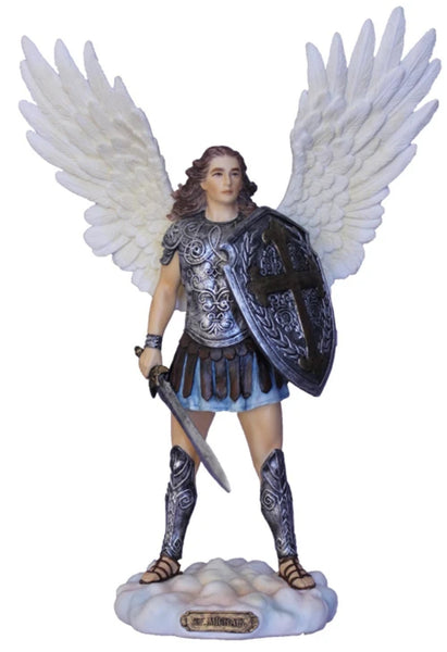 Saint Michael Figure With Large Wings Sword And Shield – Beattitudes ...